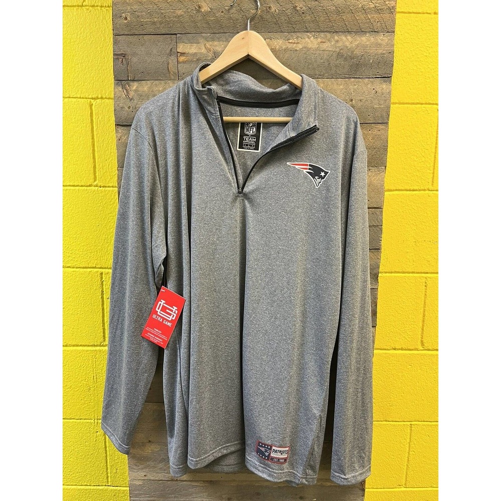 NWT Ultra Game NFL New England Patriots Gray Sweatshirt Long Sleeve Mens sz L